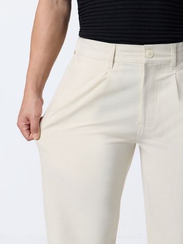 Buy Pleated Pants: Latte Cream Men Pants Online F56