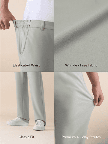 Buy Pleated Pants: Latte Cream Men Pants Online F56