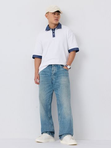 Buy Oversized Polo: Cyan Men Oversized Polo Online P09