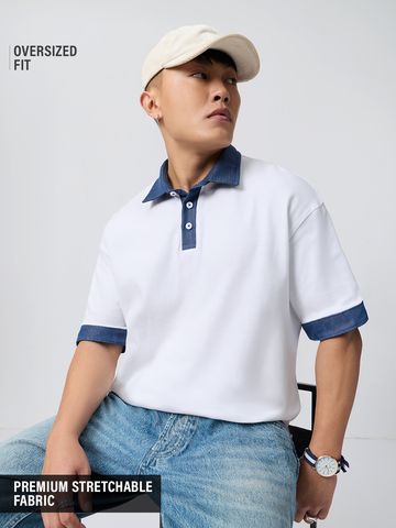 Buy Oversized Polo: Cyan Men Oversized Polo Online P09