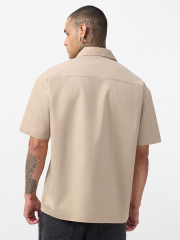Buy Zipper Polo: Dune Men Oversized Shirt Online P09