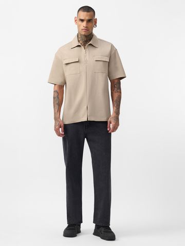 Buy Zipper Polo: Dune Men Oversized Shirt Online P09