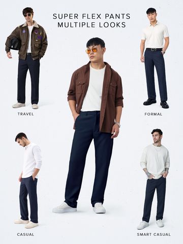Buy Stretch Pants: Midnight Blue For Men Online F56