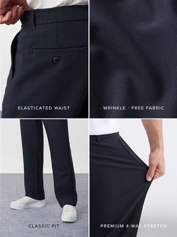 Buy Stretch Pants: Midnight Blue For Men Online F56