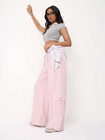 Flared Joggers: Pink Veil Women Flared Joggers JB65