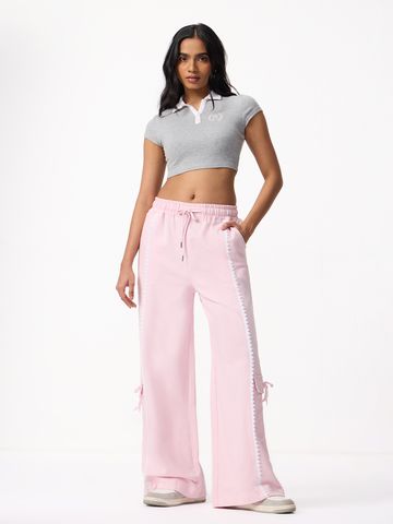 Flared Joggers: Pink Veil Women Flared Joggers JB65