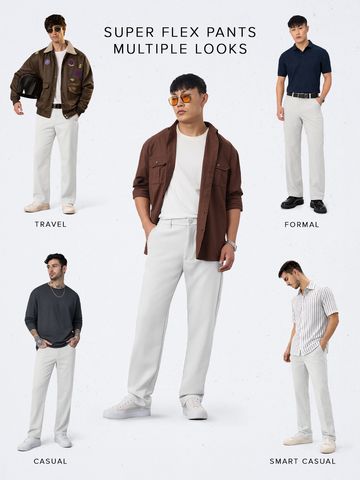 Buy Classic Pants: Urban Ash Men Super Flex Pants Online F56