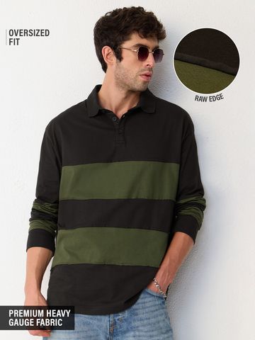 Buy Colorblocked Rugby Polo: Cocoa Oli Men Oversized Polo Online P09