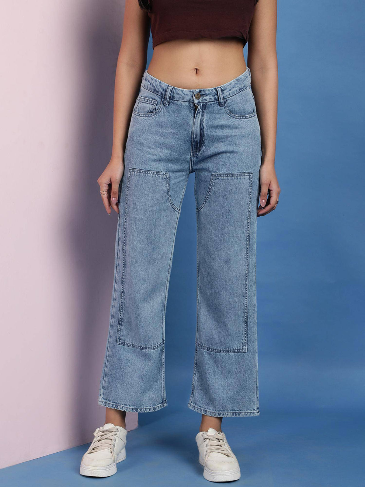Women Casual Light Blue Baggy Fit Jeans | BG78 - view 1