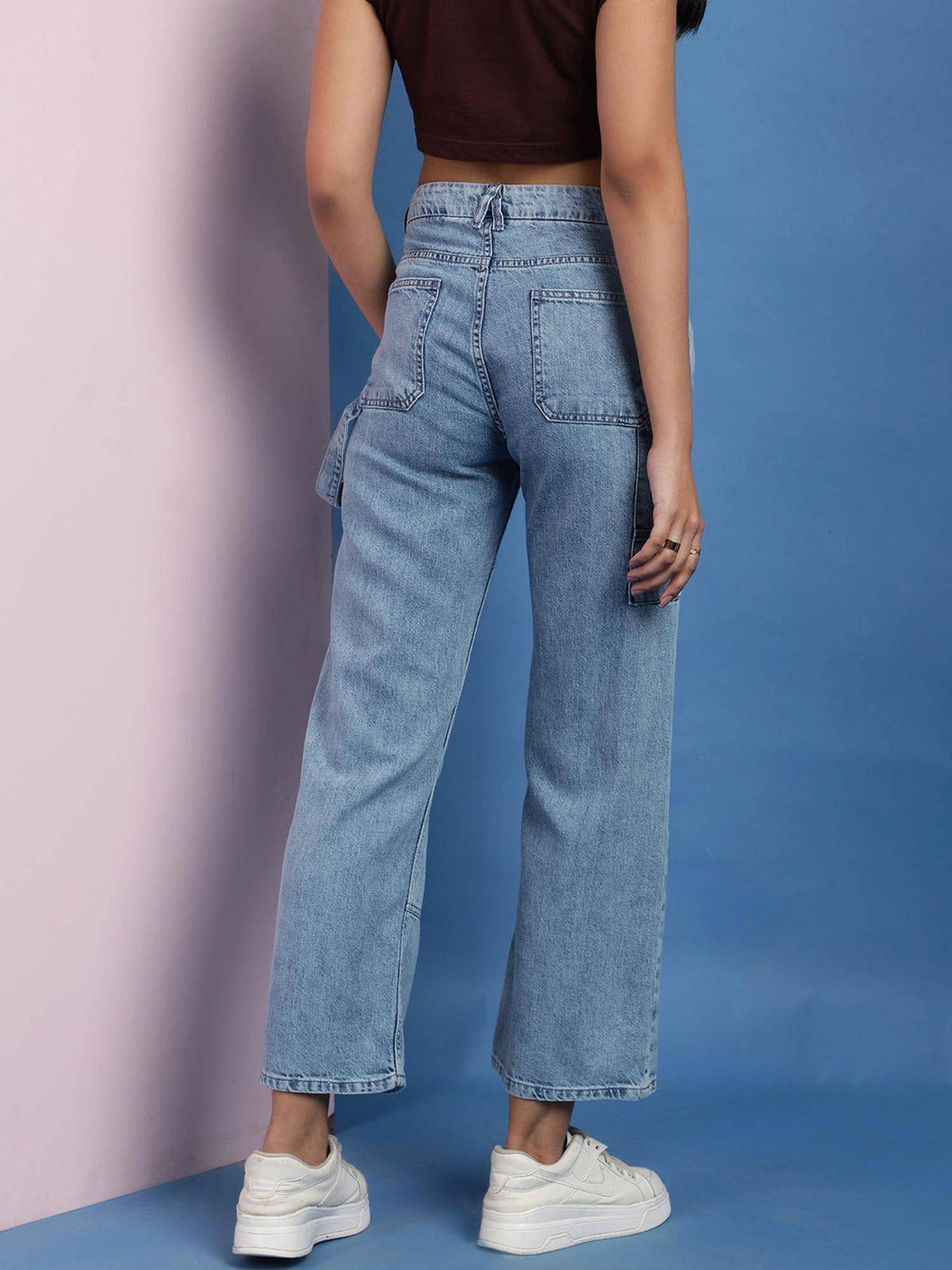 Women Casual Light Blue Baggy Fit Jeans | BG78 - view 2
