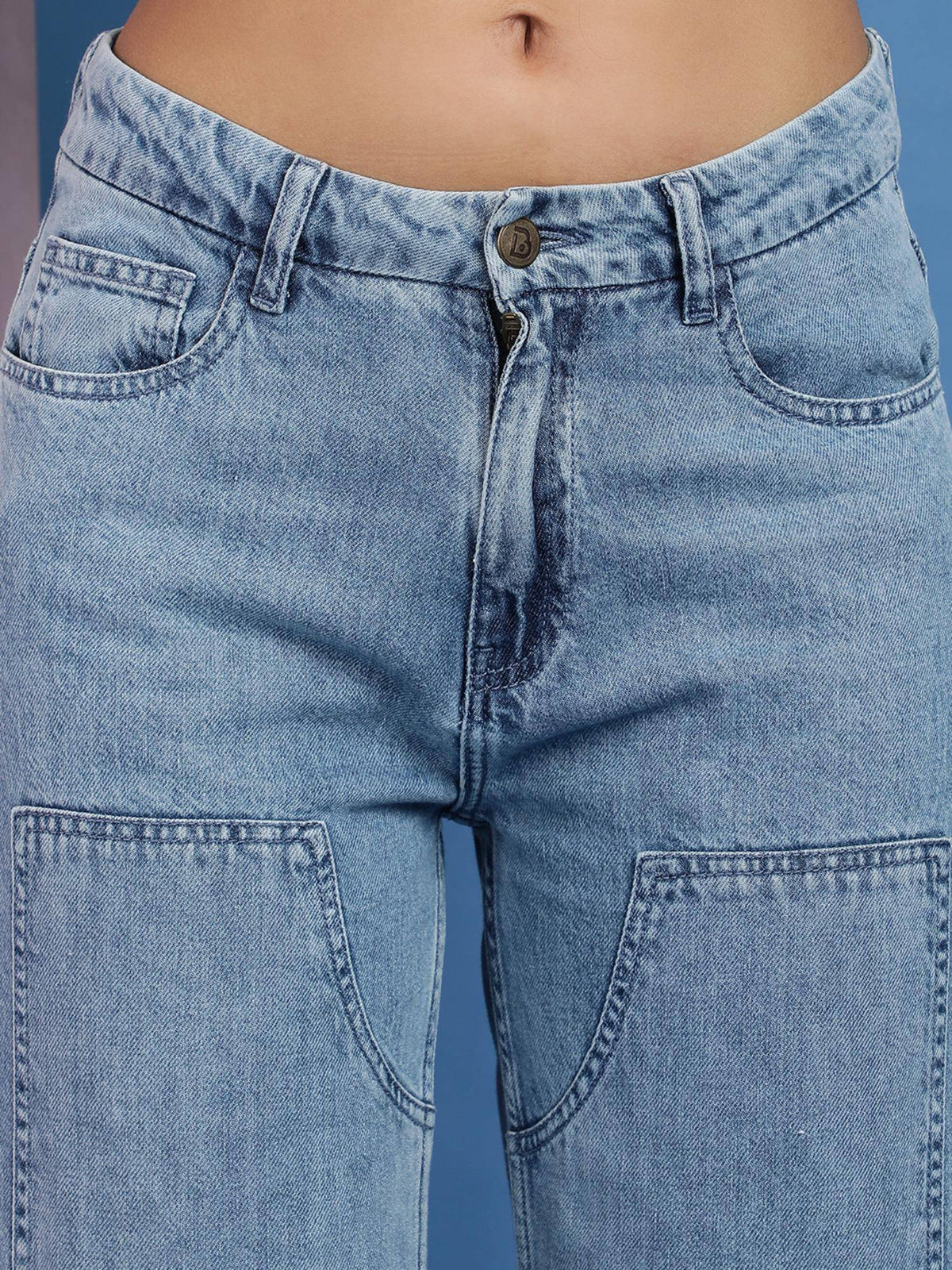 Women Casual Light Blue Baggy Fit Jeans | BG78 - view 5