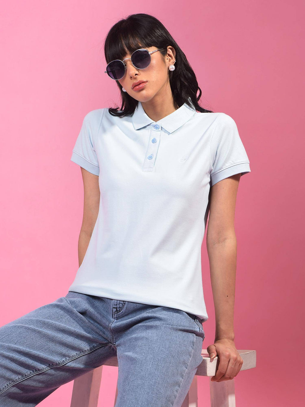 Womens Blue Polo T-Shirt | PW43 - view 1
