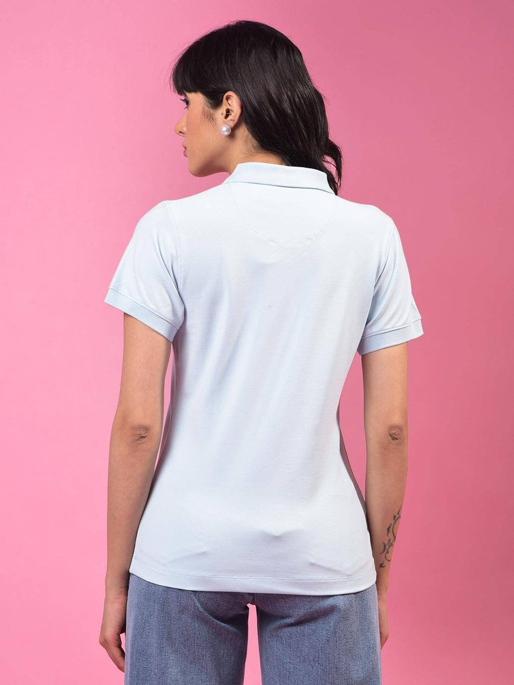 Womens Blue Polo T-Shirt | PW43 - view 2