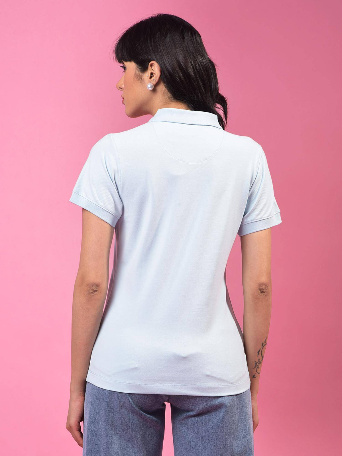 Womens Blue Polo T-Shirt | PW43 - view 2