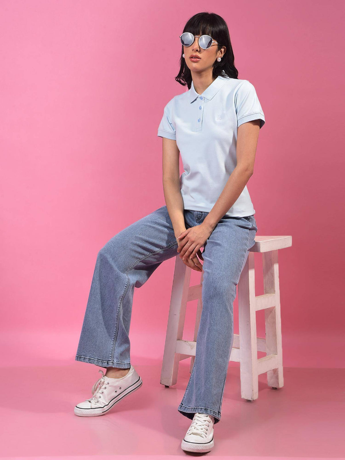 Womens Blue Polo T-Shirt | PW43 - view 6