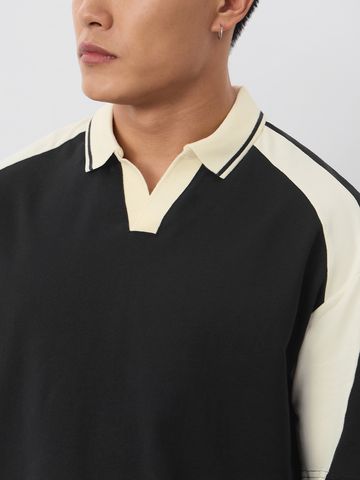 Buy Colourblock Polo: White Black Men Polos Online P09