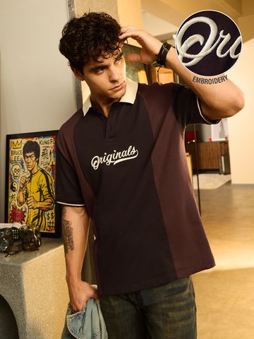 Buy Colourblock: Cocoa Oversized Polos Online P09