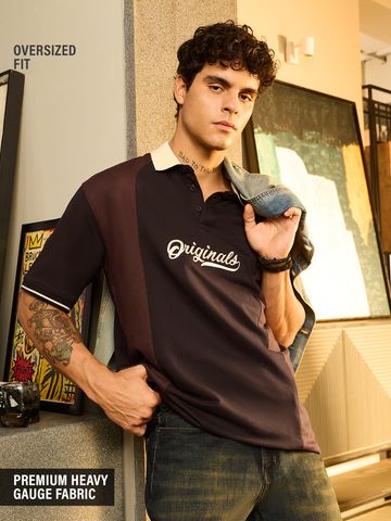 Buy Colourblock: Cocoa Oversized Polos Online P09