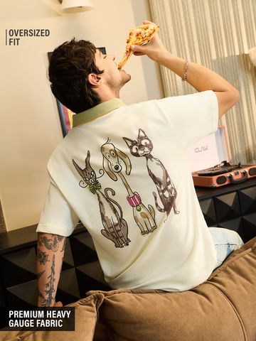 Buy Pets On Prints: Sketch Men Oveersized Polo Online P09