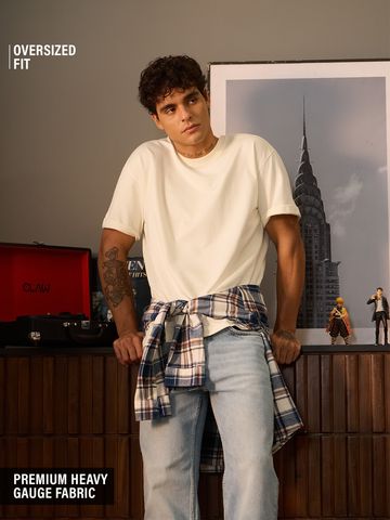 Buy Solids: Off White Oversized T-Shirts Online OS23