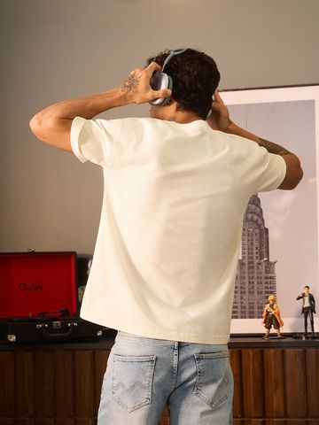 Buy Solids: Off White Oversized T-Shirts Online OS23