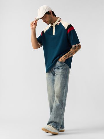 Buy Oversized Polo: Blue Horizon Men Oversized Polo Online P09
