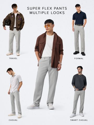 Buy Stretch Pants: Cloud Grey For Men Nline F56