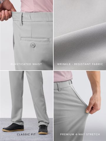Buy Stretch Pants: Cloud Grey For Men Nline F56