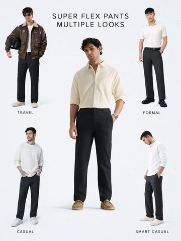 Buy Slim-Fit Pants: Charcoal Ash Men Pants Online F56