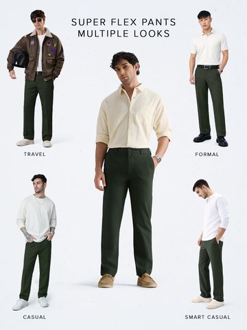 Buy Slim-Fit Pants: Hunter Green Men Pants Online F56