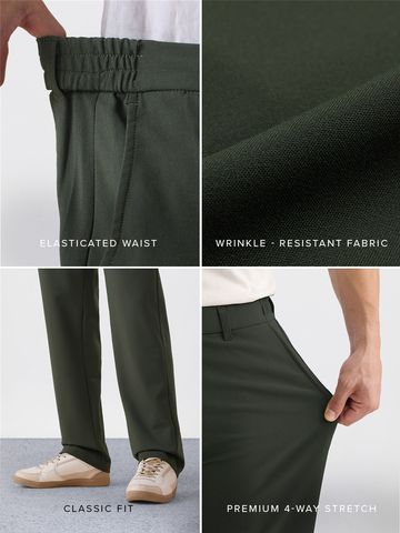 Buy Slim-Fit Pants: Hunter Green Men Pants Online F56