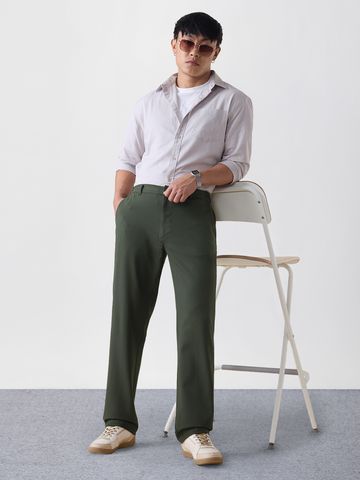 Buy Slim-Fit Pants: Hunter Green Men Pants Online F56