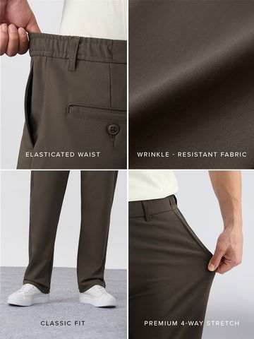 Buy Stretch Pants: French Taupe For Men Online F56