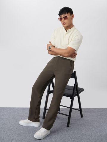 Buy Stretch Pants: French Taupe For Men Online F56