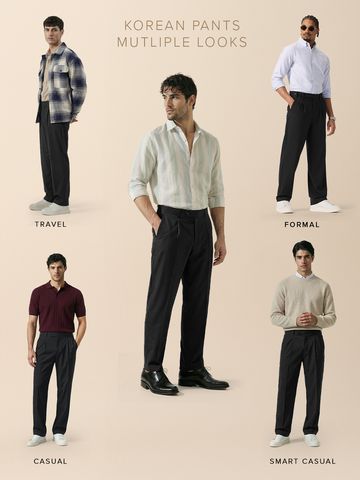 Buy Korean Pants: Cosmic Navy Men Korean Pants Online F56