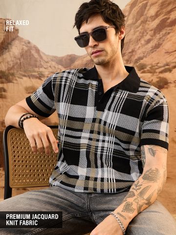 Buy Jacquard Polo: Lunar For Men Oversized Polos Online P09