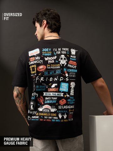 Buy Friends: Mischief Black Oversized T-shirt Online OS23