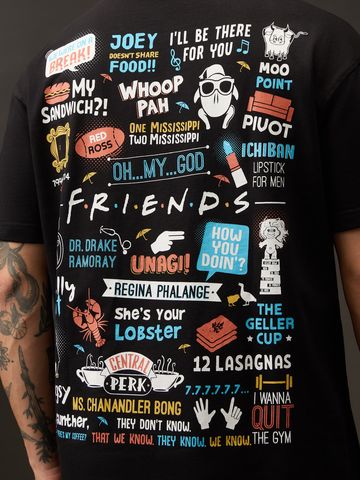 Buy Friends: Mischief Black Oversized T-shirt Online OS23