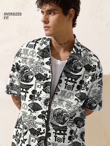 Buy Zipper Shirt: Tokyo Dreams Men Oversized Shirt Online C76