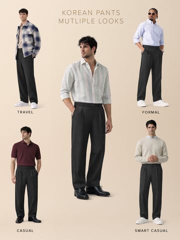 Buy Korean Pants: Charcoal Grey Men Online F56