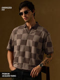 Buy Jacquard: Old School Brown Oversized Polo Online. P09