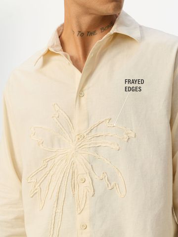 Buy Cotton Linen: Breezy Beige Men Relaxed Fit Shirt Online C76
