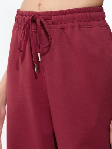 Flared Solid Joggers: Vivid Ruby Women Flared Joggers JB65