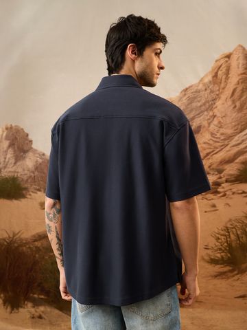 Buy Oversized Shirt: Deep Sapphire Men Oversized Shirts Online C76