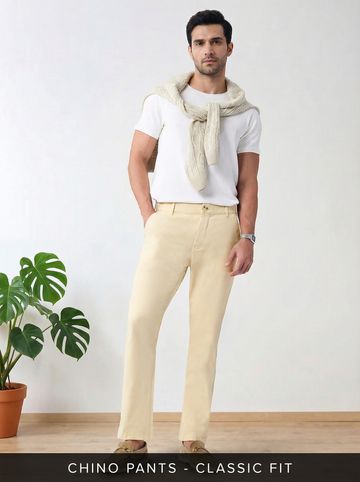 Buy Chinos: Light Beige Men Pants Online F56