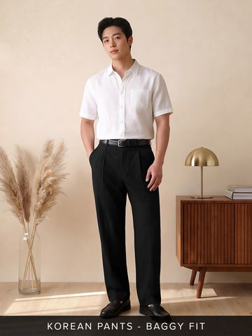 Buy Korean Pants: Charcoal Grey Men Online F56