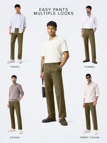Buy Khaki Pants: Fawn Men Online F56