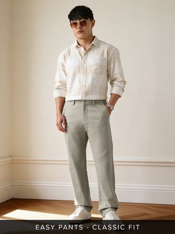 Buy Chino Pants: Dark Charcoal Men Chino Pants Online F56