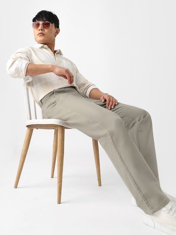 Buy Chino Pants: Dark Charcoal Men Chino Pants Online F56