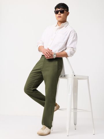 Buy Chinos: Mossy Green Men Pants Online F56